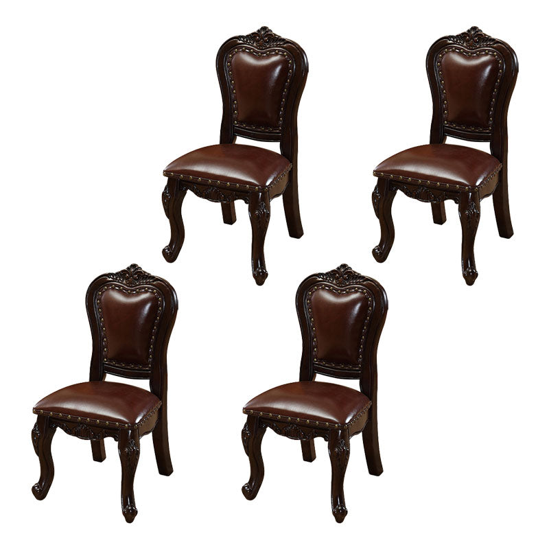 Victoria Style Rubberwood Chairs Open Back Side Kitchen Chairs Set
