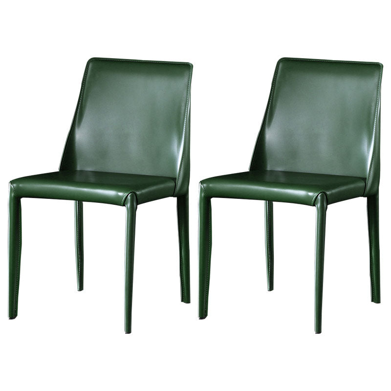 Eigentijdse stijl eetstoelen armloze zijstoel met metalen benen voor keuken (set van 2)