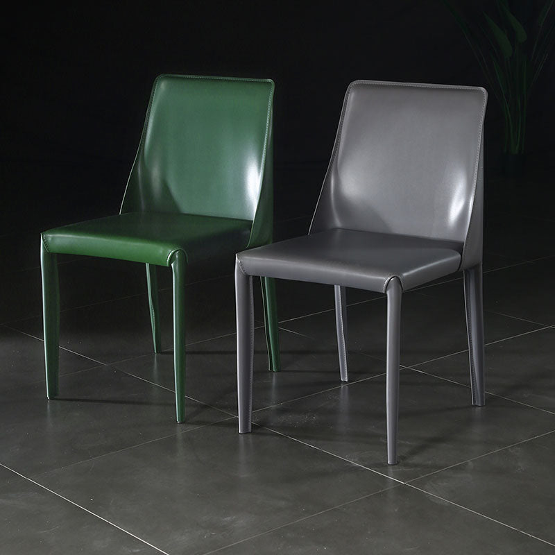 Eigentijdse stijl eetstoelen armloze zijstoel met metalen benen voor keuken (set van 2)