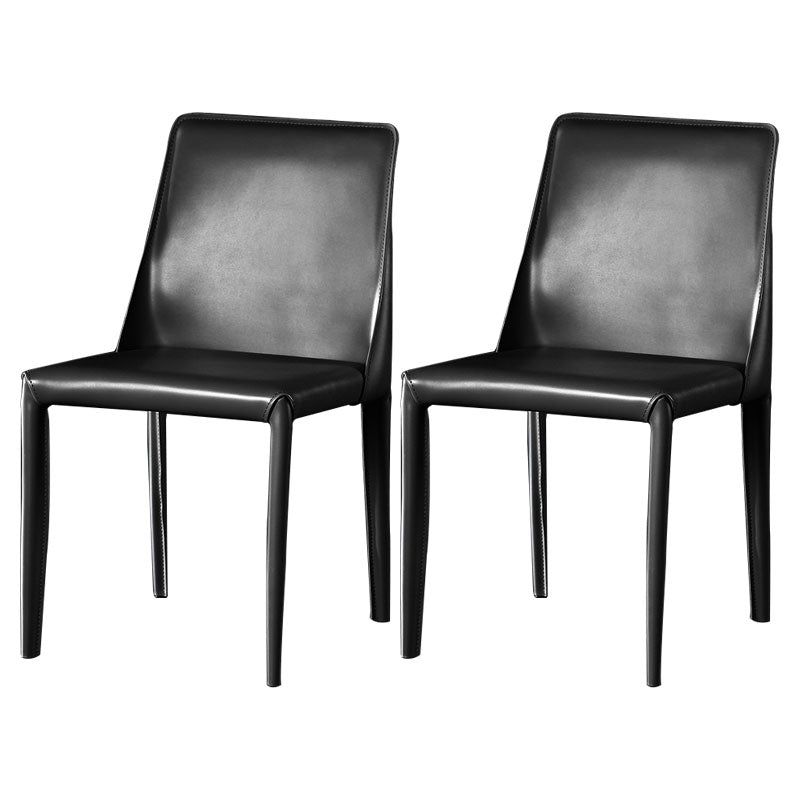 Eigentijdse stijl eetstoelen armloze zijstoel met metalen benen voor keuken (set van 2)