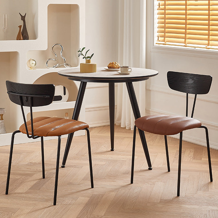 Industrial Metal Dining Side Chair Home Wishbone Armless Cushioned Side Chair