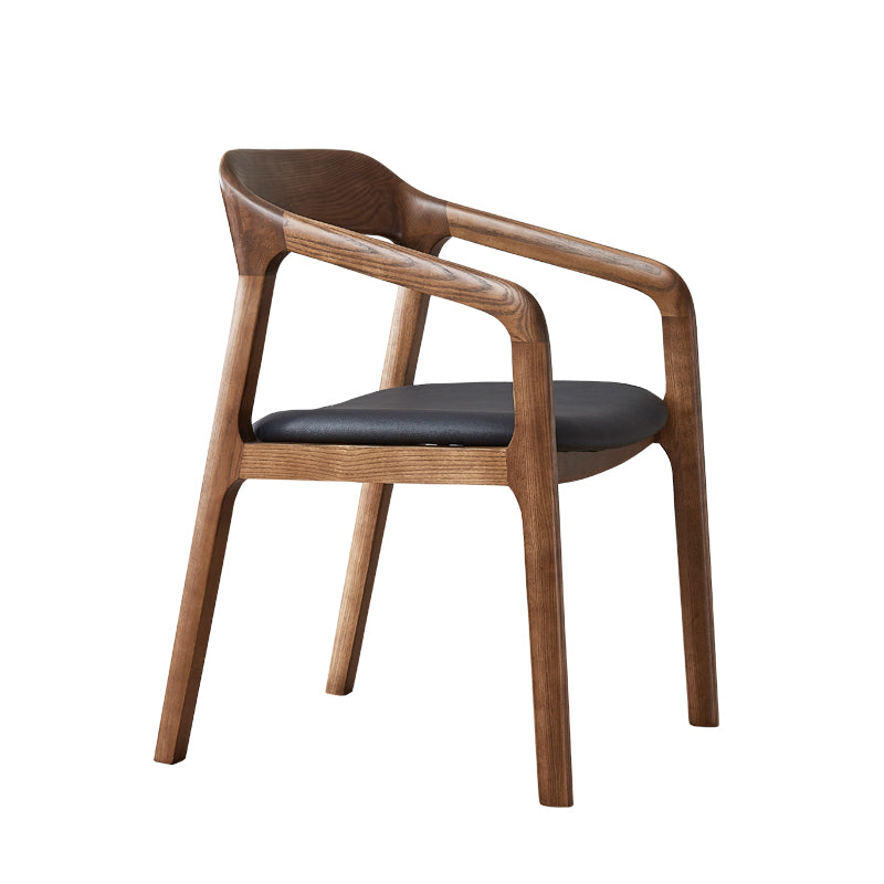 Traditional Style Ash Wood Chair Set Kitchen Open Back Dining Arm Chairs