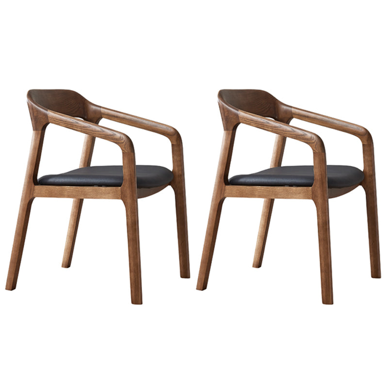 Traditional Style Ash Wood Chair Set Kitchen Open Back Dining Arm Chairs