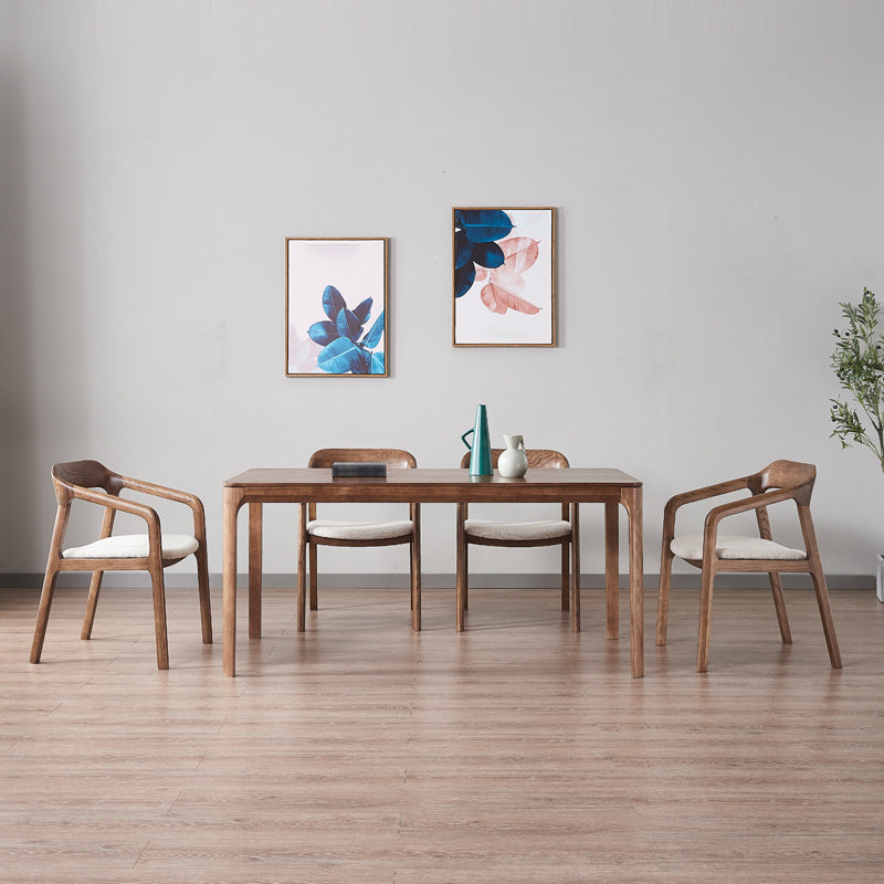 Traditional Style Ash Wood Chair Set Kitchen Open Back Dining Arm Chairs