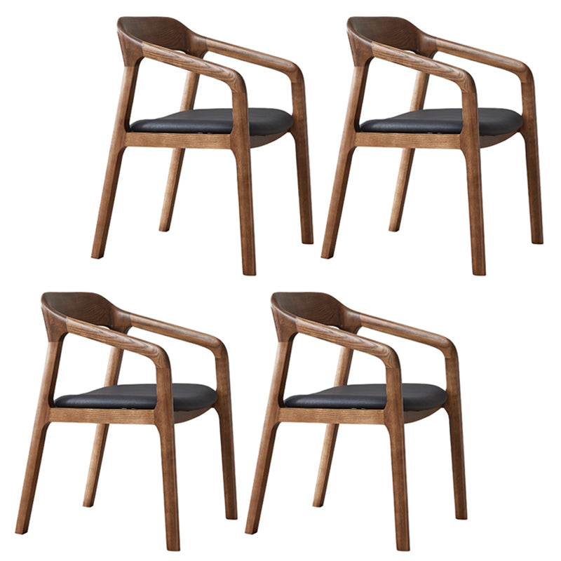 Traditional Style Ash Wood Chair Set Kitchen Open Back Dining Arm Chairs