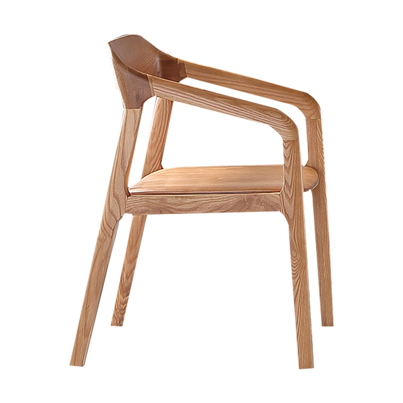 Traditional Style Ash Wood Chair Set Kitchen Open Back Dining Arm Chairs