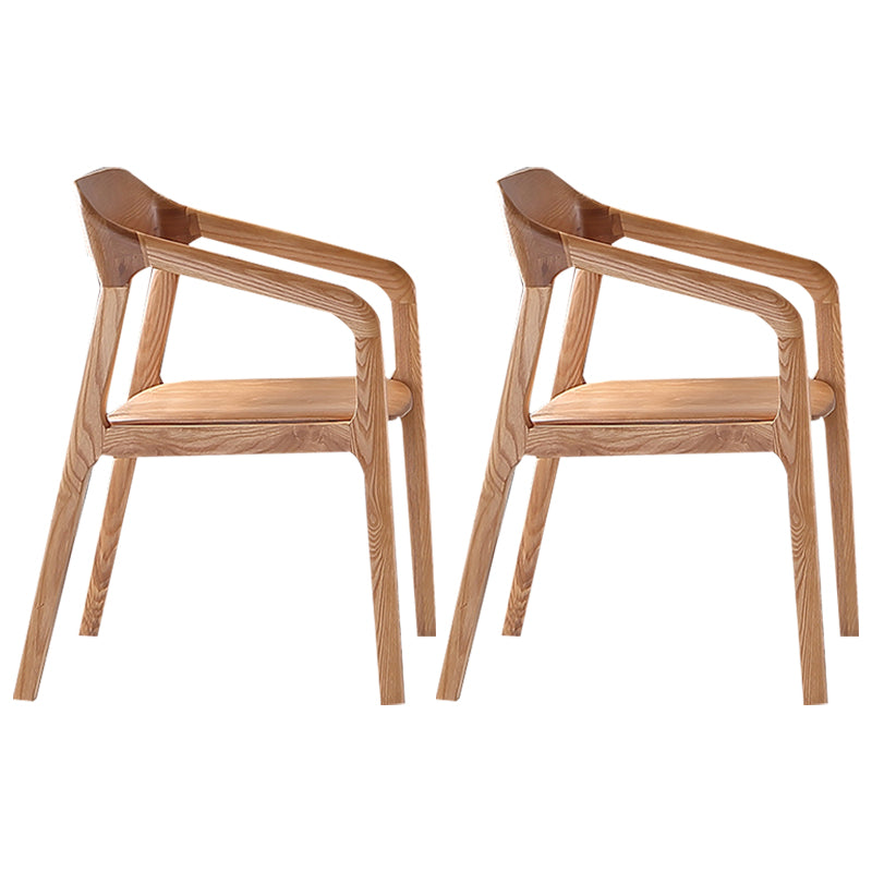 Traditional Style Ash Wood Chair Set Kitchen Open Back Dining Arm Chairs