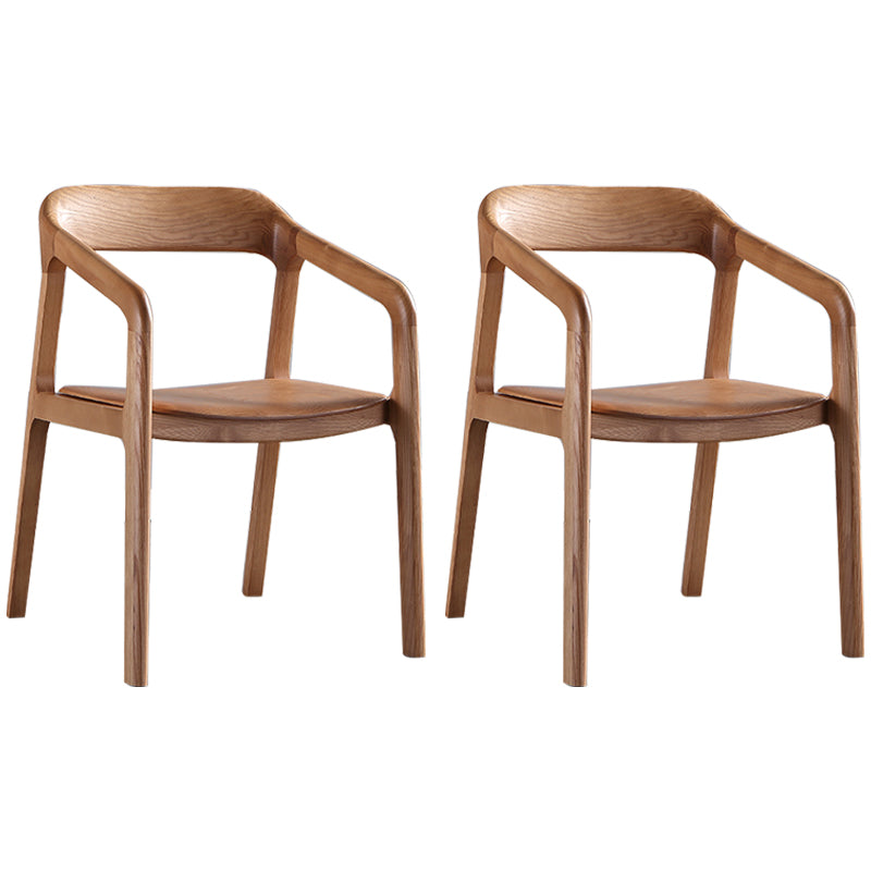 Traditional Style Ash Wood Chair Set Kitchen Open Back Dining Arm Chairs