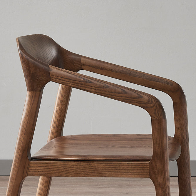Traditional Style Ash Wood Chair Set Kitchen Open Back Dining Arm Chairs