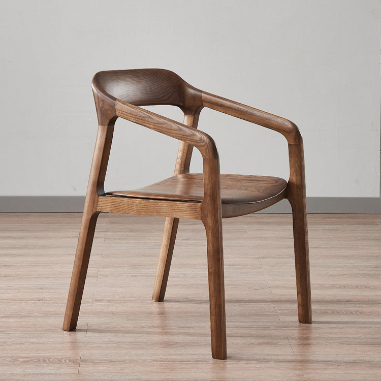 Traditional Style Ash Wood Chair Set Kitchen Open Back Dining Arm Chairs
