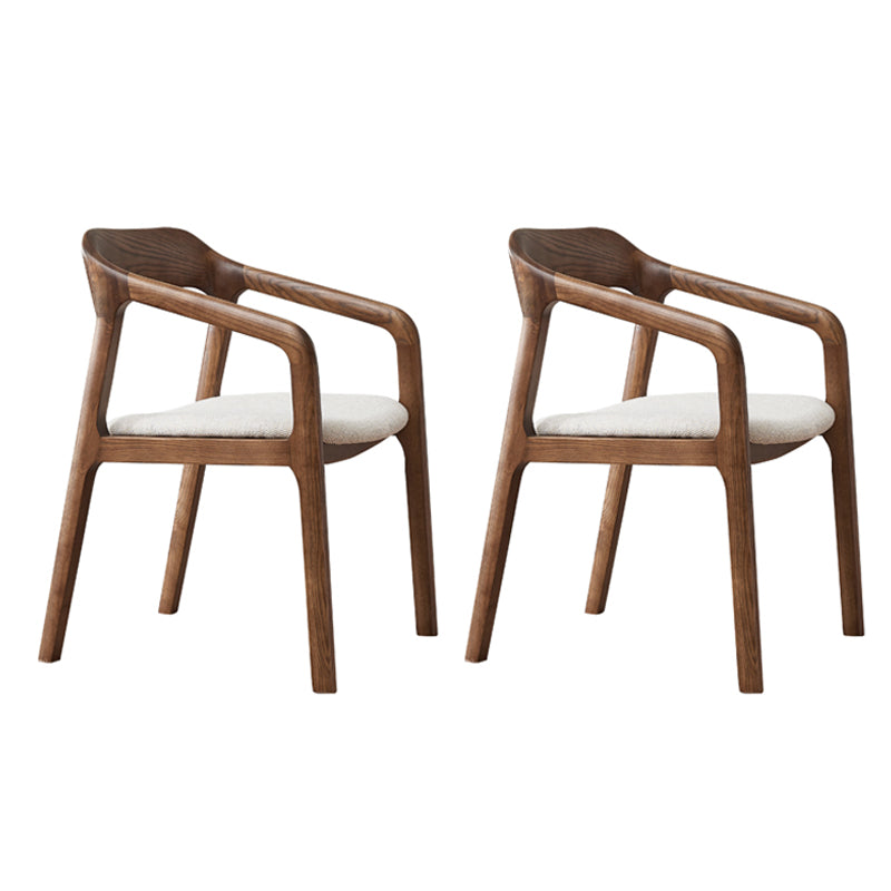 Traditional Style Ash Wood Chair Set Kitchen Open Back Dining Arm Chairs