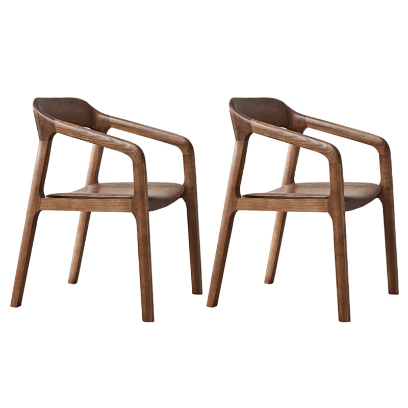 Traditional Style Ash Wood Chair Set Kitchen Open Back Dining Arm Chairs