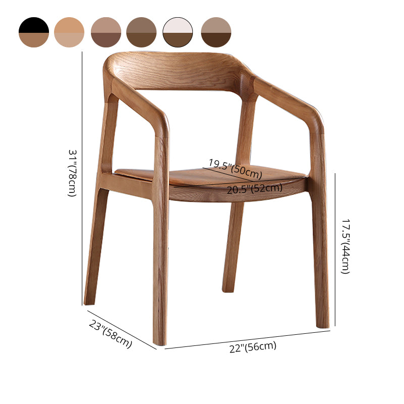 Traditional Style Ash Wood Chair Set Kitchen Open Back Dining Arm Chairs