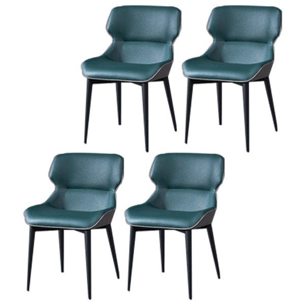 Sillas de comedor de cuero con brazos de comedor de diseño moderno (juego de 4)