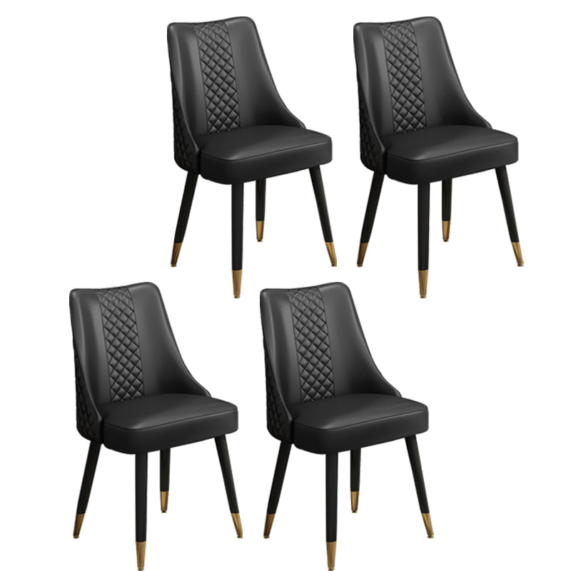 Scandinavian Style Leather Dining Armless Chairs Parsons Upholstered Chair (Set of 4)
