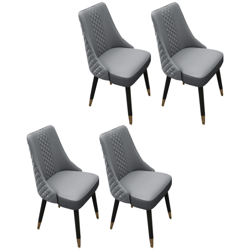 Scandinavian Style Leather Dining Armless Chairs Parsons Upholstered Chair (Set of 4)