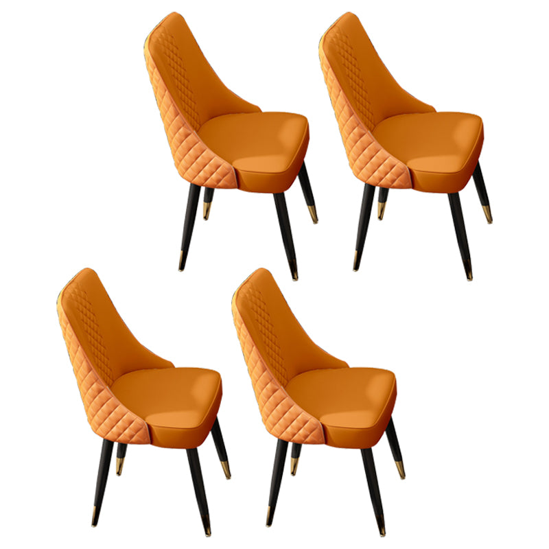 Scandinavian Style Leather Dining Armless Chairs Parsons Upholstered Chair (Set of 4)