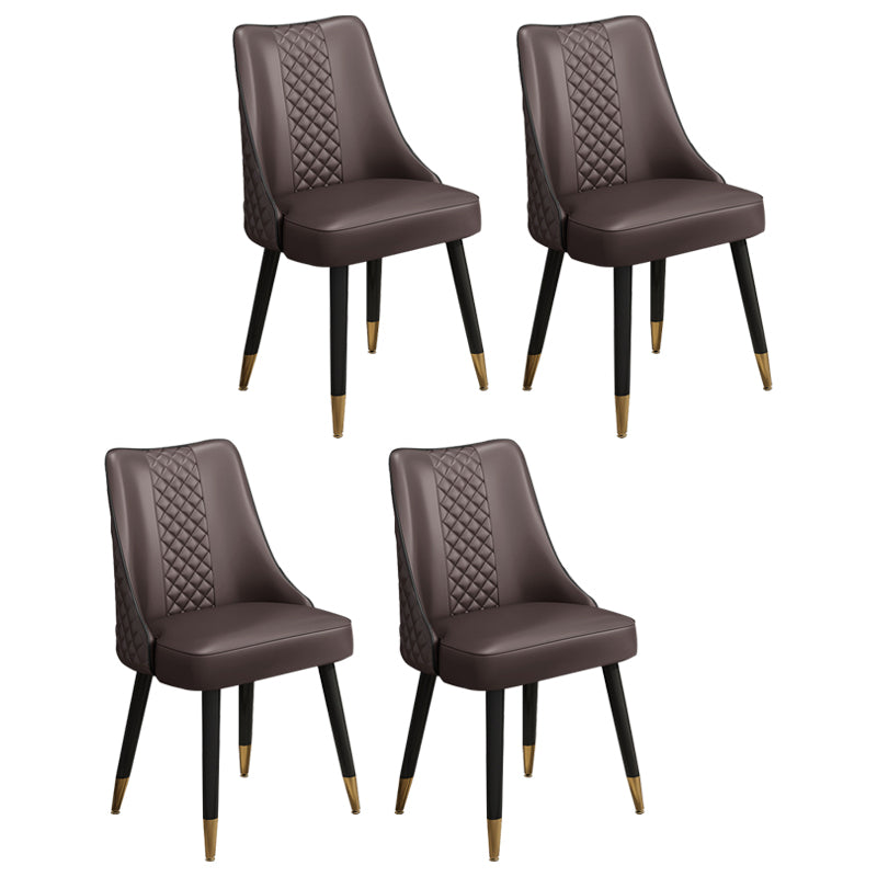 Scandinavian Style Leather Dining Armless Chairs Parsons Upholstered Chair (Set of 4)