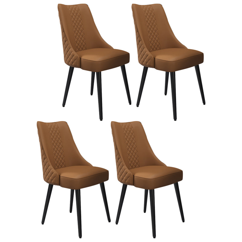 Scandinavian Style Leather Dining Armless Chairs Parsons Upholstered Chair (Set of 4)