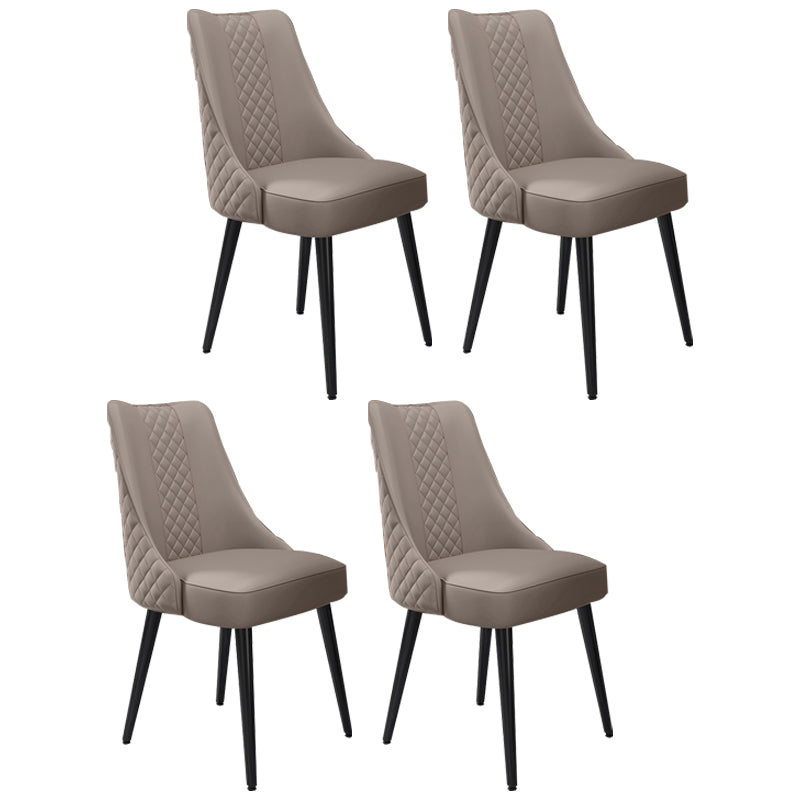 Scandinavian Style Leather Dining Armless Chairs Parsons Upholstered Chair (Set of 4)