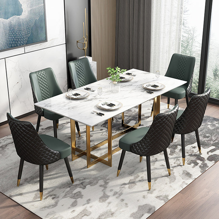 Scandinavian Style Leather Dining Armless Chairs Parsons Upholstered Chair (Set of 4)