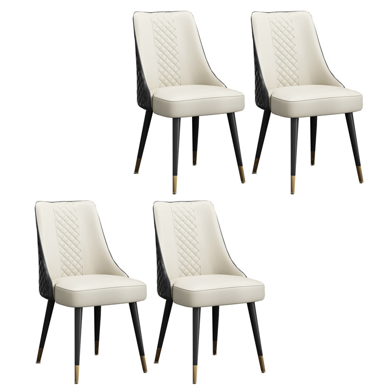 Scandinavian Style Leather Dining Armless Chairs Parsons Upholstered Chair (Set of 4)