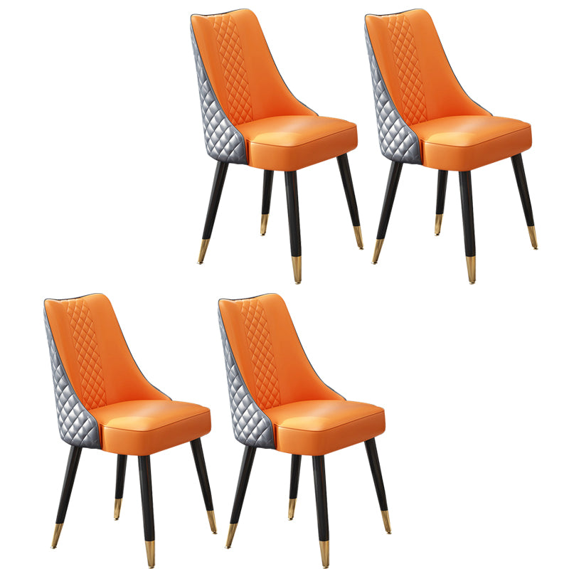 Scandinavian Style Leather Dining Armless Chairs Parsons Upholstered Chair (Set of 4)