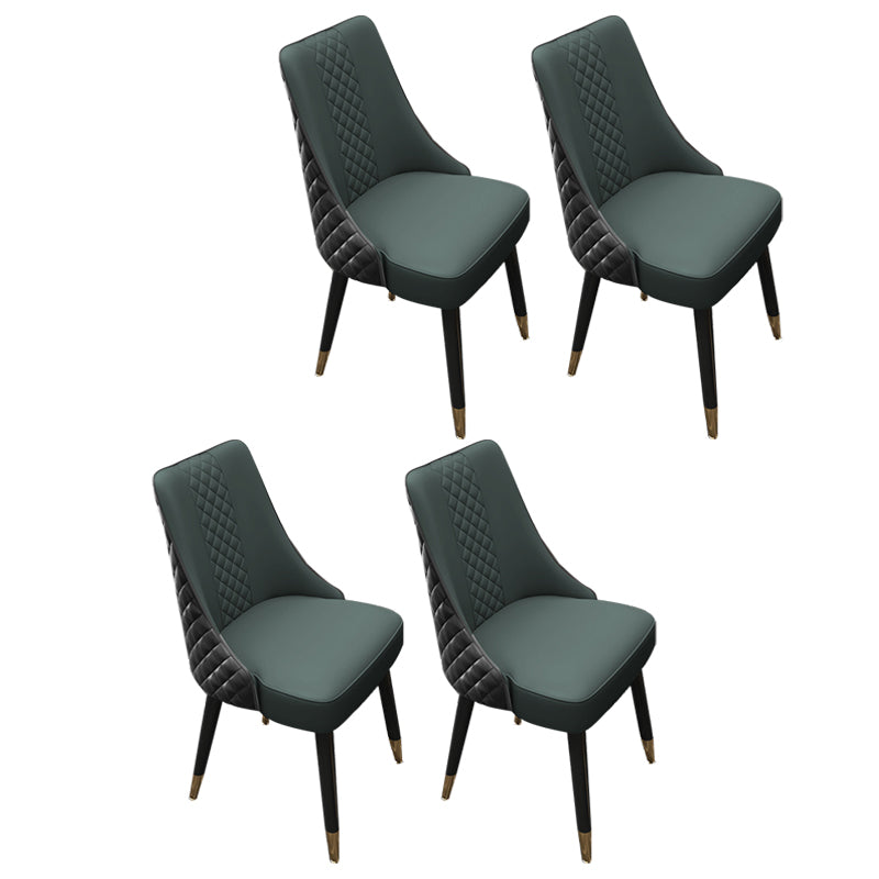 Scandinavian Style Leather Dining Armless Chairs Parsons Upholstered Chair (Set of 4)