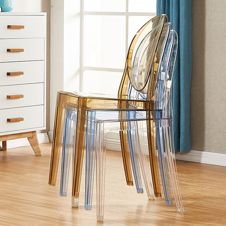 Silla auxiliar de comedor de estilo escandinavo, sillas sin brazos de plástico con respaldo abierto (juego de 4)