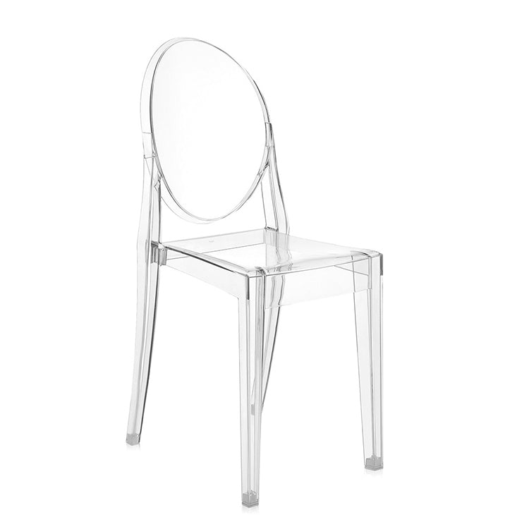 Silla auxiliar de comedor de estilo escandinavo, sillas sin brazos de plástico con respaldo abierto (juego de 4)