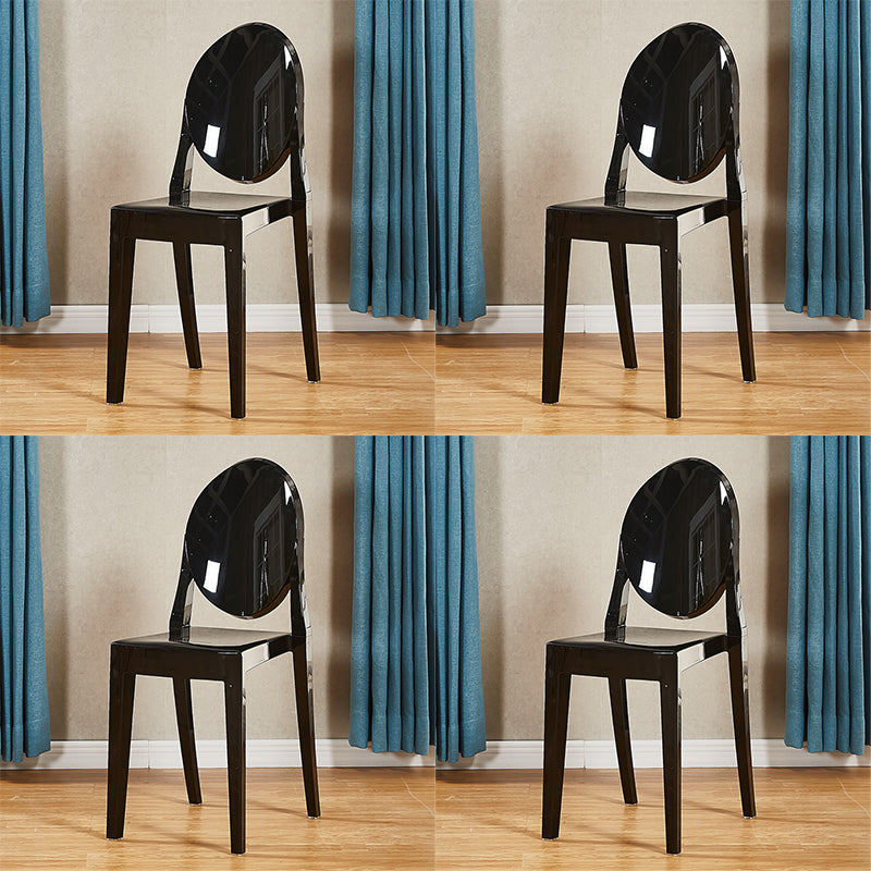Silla auxiliar de comedor de estilo escandinavo, sillas sin brazos de plástico con respaldo abierto (juego de 4)