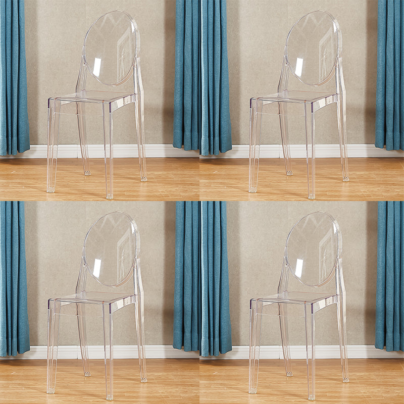 Silla auxiliar de comedor de estilo escandinavo, sillas sin brazos de plástico con respaldo abierto (juego de 4)