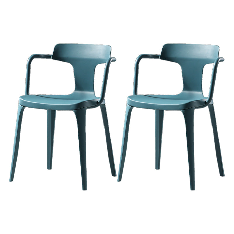 Contemporary Style Plastic Chair Kitchen Slat Back Arm Chairs (Set of 2)