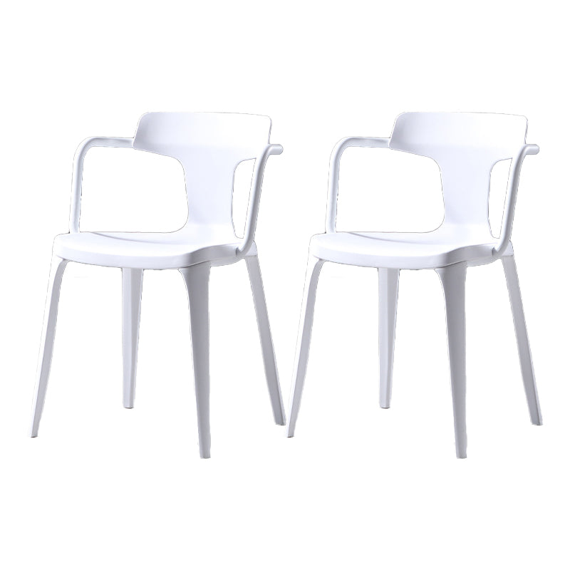 Contemporary Style Plastic Chair Kitchen Slat Back Arm Chairs (Set of 2)