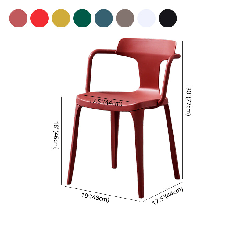 Contemporary Style Plastic Chair Kitchen Slat Back Arm Chairs (Set of 2)
