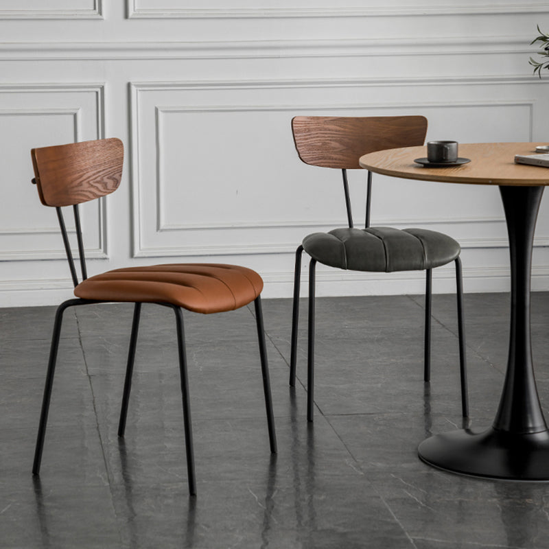 Chaises de salle à manger de style industriel, chaises latérales de cuisine sans accoudoirs avec pieds en métal