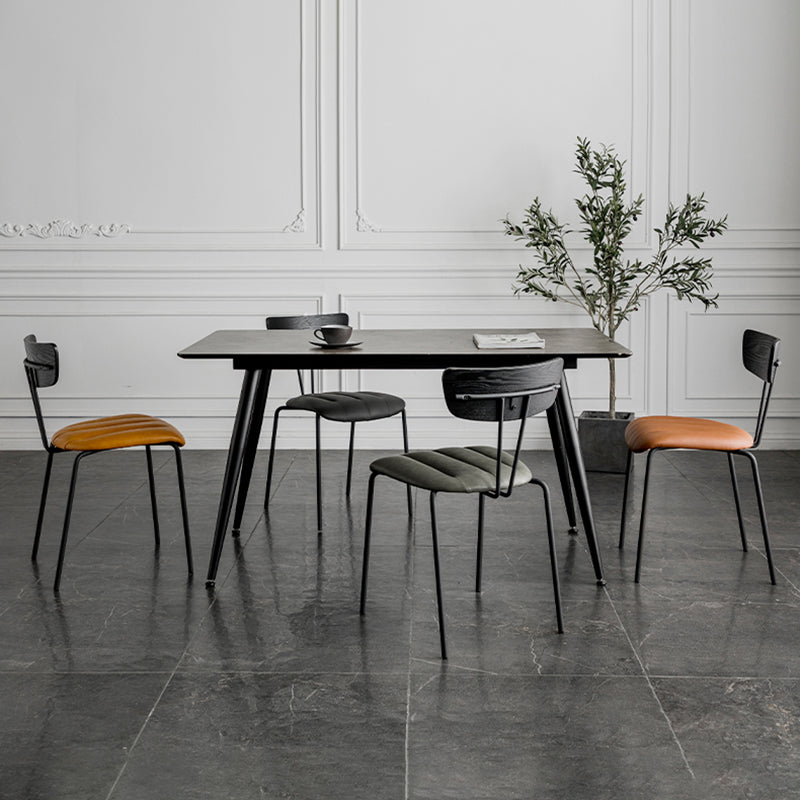 Chaises de salle à manger de style industriel, chaises latérales de cuisine sans accoudoirs avec pieds en métal