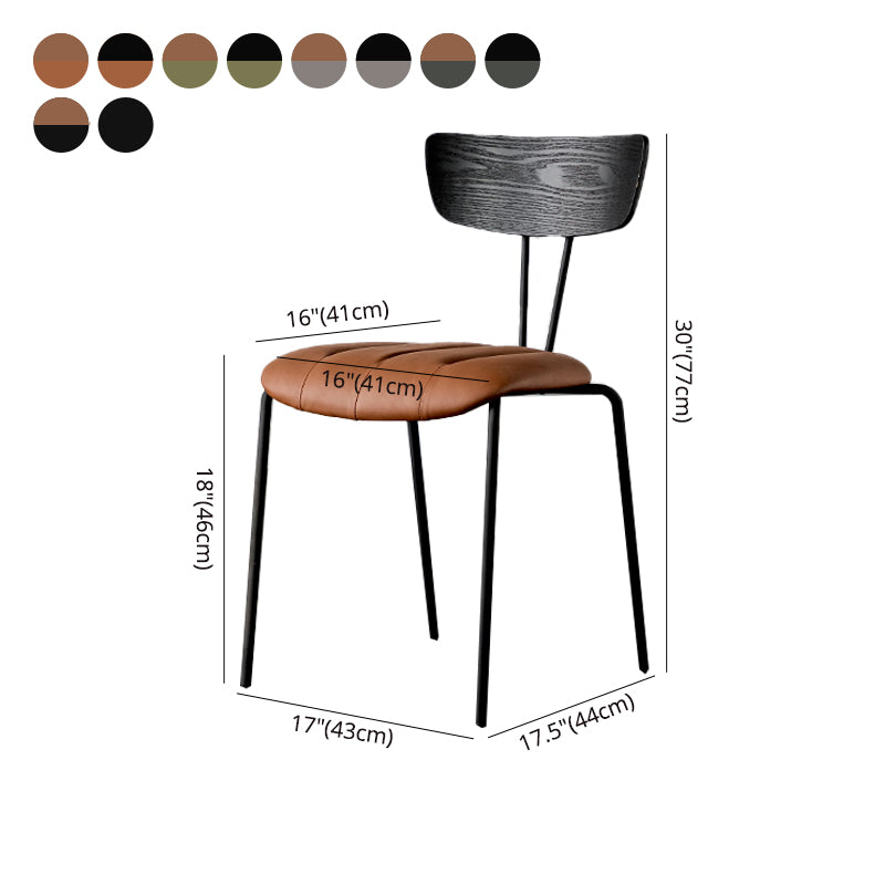 Chaises de salle à manger de style industriel, chaises latérales de cuisine sans accoudoirs avec pieds en métal