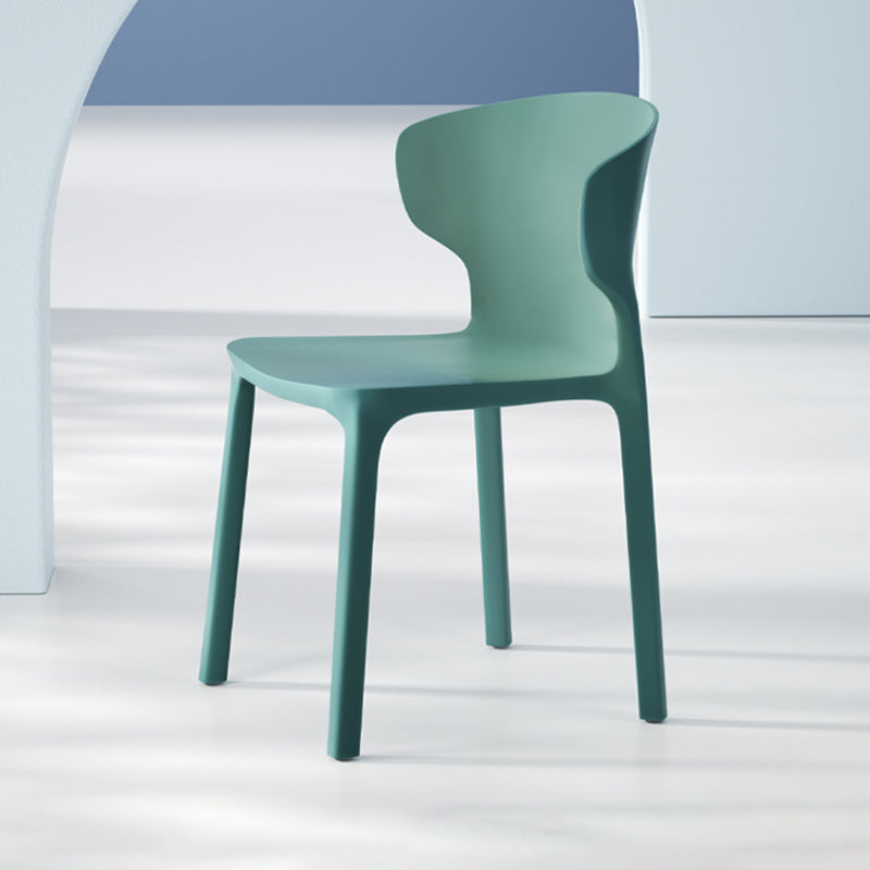 Sillas de comedor de plástico estilo escandinavo sin brazos Sillas con respaldo (juego de 4)