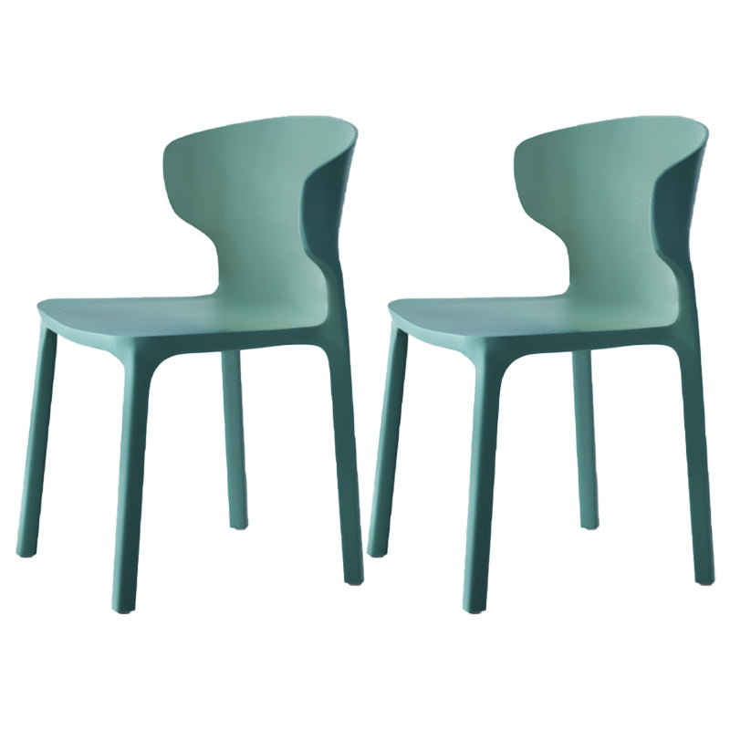 Sillas de comedor de plástico estilo escandinavo sin brazos Sillas con respaldo (juego de 4)