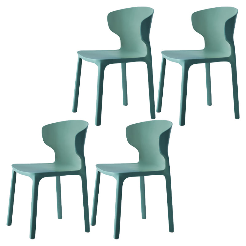 Sillas de comedor de plástico estilo escandinavo sin brazos Sillas con respaldo (juego de 4)