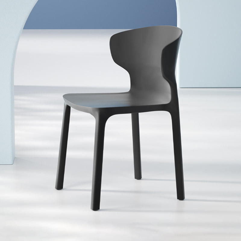 Sillas de comedor de plástico estilo escandinavo sin brazos Sillas con respaldo (juego de 4)