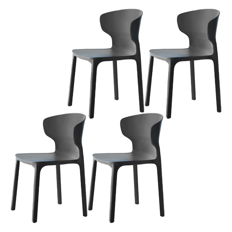 Sillas de comedor de plástico estilo escandinavo sin brazos Sillas con respaldo (juego de 4)