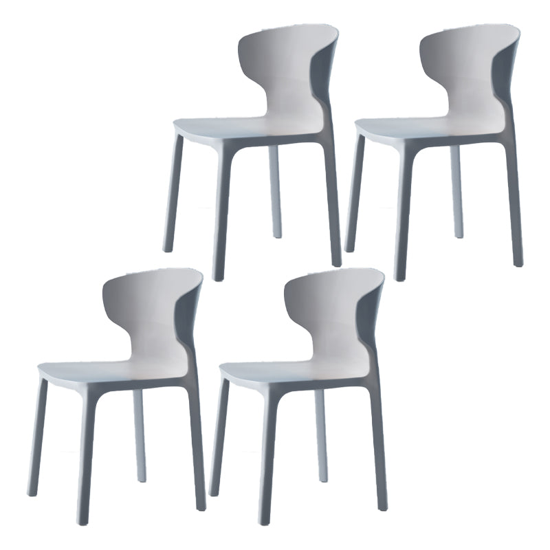 Sillas de comedor de plástico estilo escandinavo sin brazos Sillas con respaldo (juego de 4)