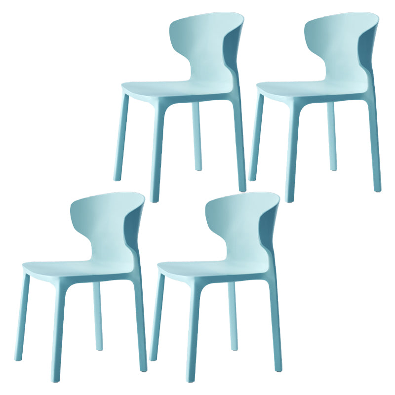 Sillas de comedor de plástico estilo escandinavo sin brazos Sillas con respaldo (juego de 4)
