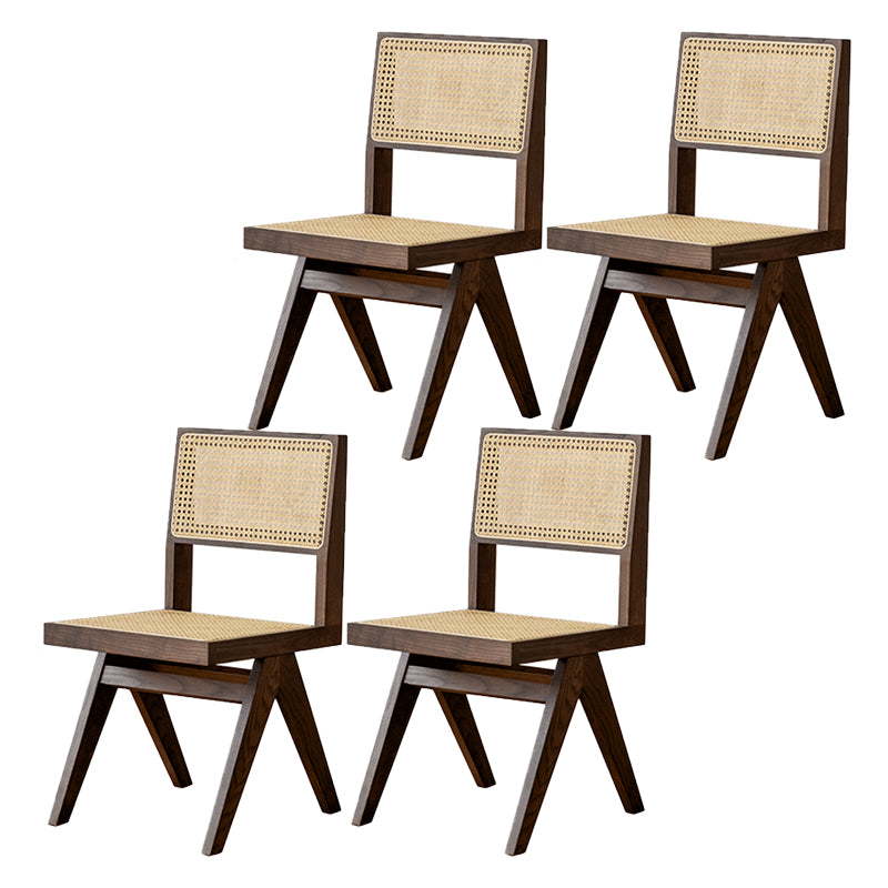 Traditionele stijl eetstoelen keukenarmloze zijstoelen met houten benen