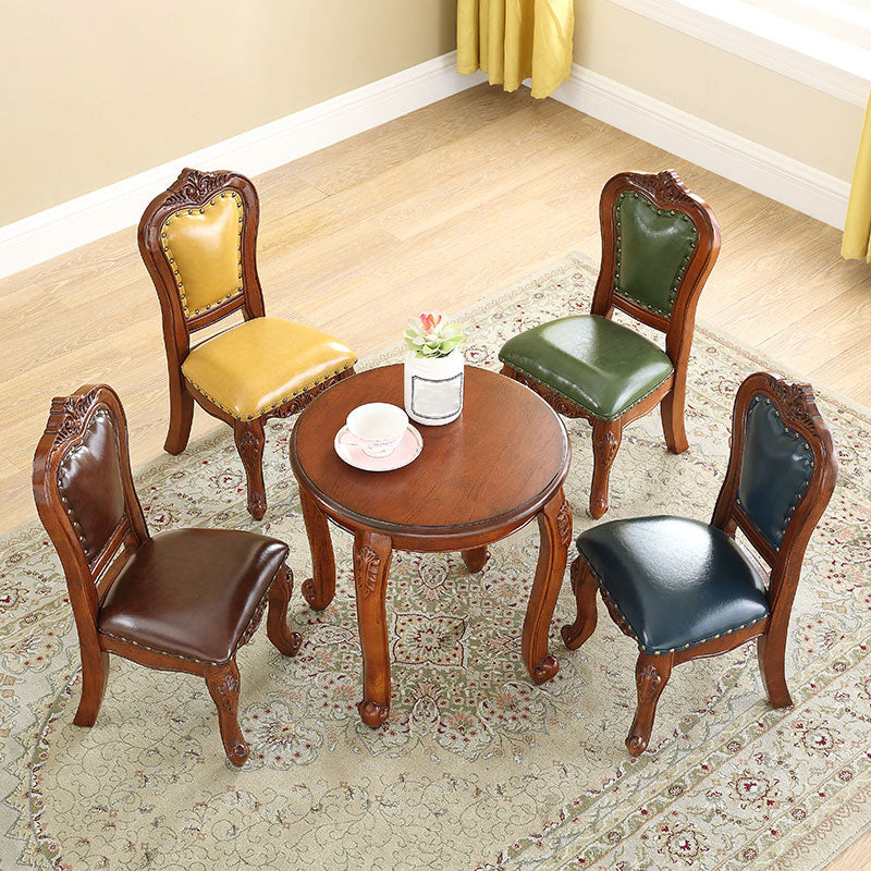 Silla de comedor de estilo tradicional, sillas laterales sin brazos de cocina con patas de madera