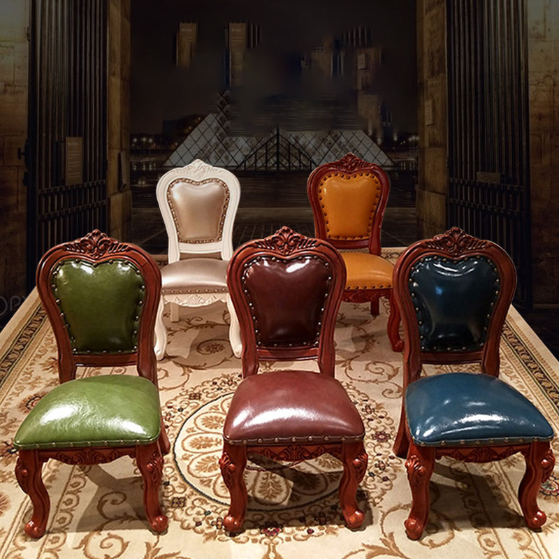 Silla de comedor de estilo tradicional, sillas laterales sin brazos de cocina con patas de madera