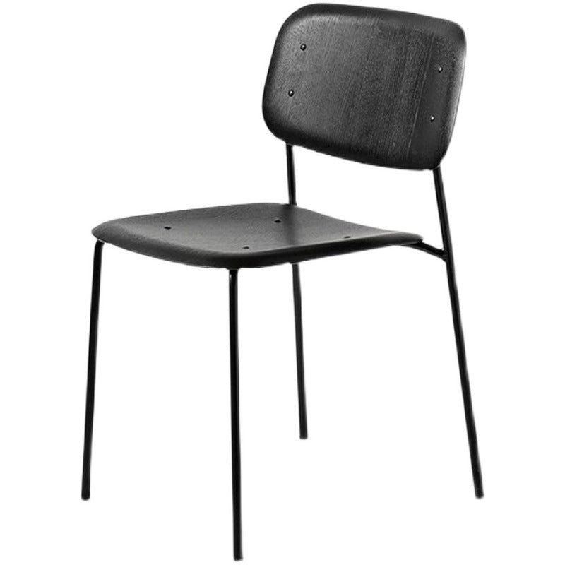 Chaise d'intérieur industrielle avec dossier ouvert en bois et pieds en métal, chaise de salle à manger