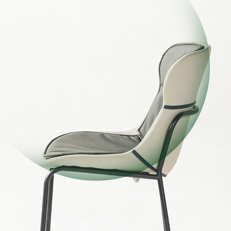 Industrial Style Leather Dining Side Chairs Solid Back Armless Side Chair